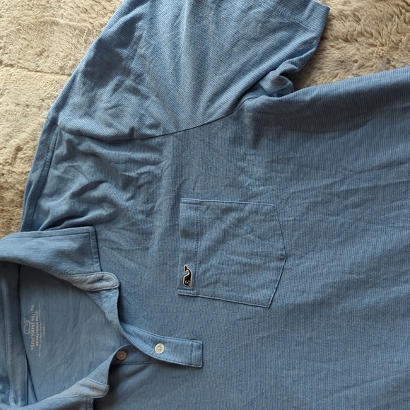 Vineyard Vines Mens Light Blue Horizontal Striped Soft Edgartown Polo Size 2XL - Picture 2 of 5